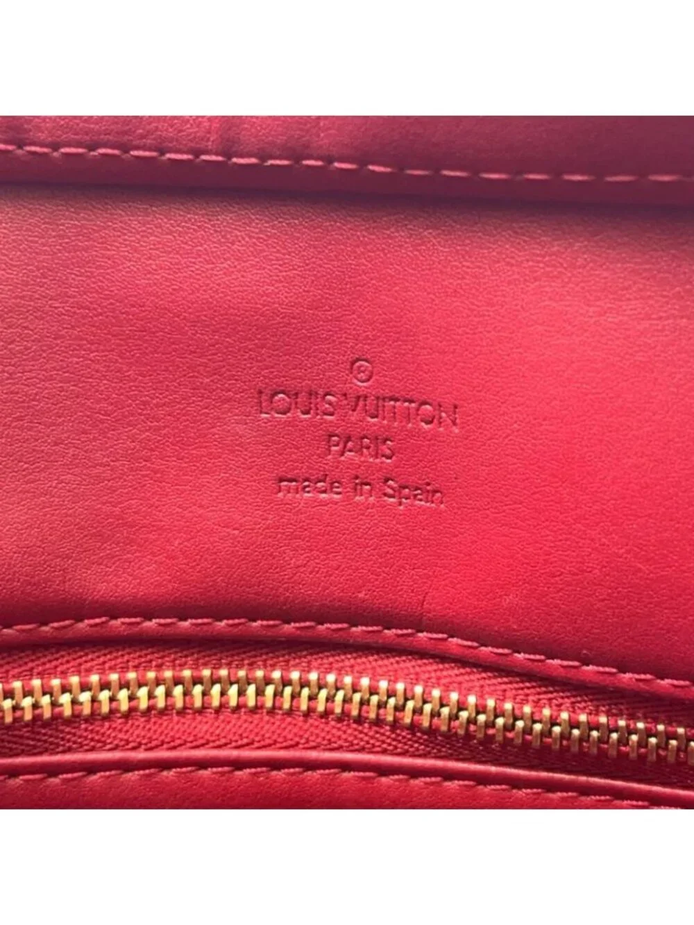 Louis Vuitton Houston Monogram Vernis Pomme D'amour Enamel Leather Red Tote Gold - Picture 4 of 14